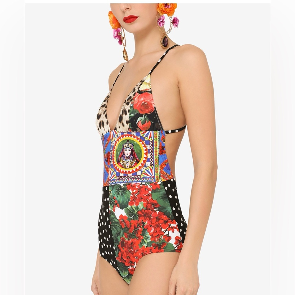 Dolce & Gabbana patchwork print swimsuit